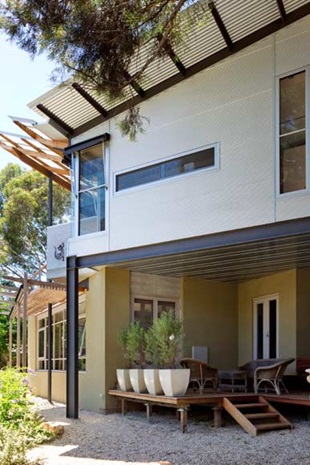 Dedicated spaces off the bedrooms downstairs offer privacy for the couple’s children.